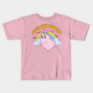 Retro Pink Kawaii Halloween Ghost Cute but Spooky Preppy Kids T-Shirt